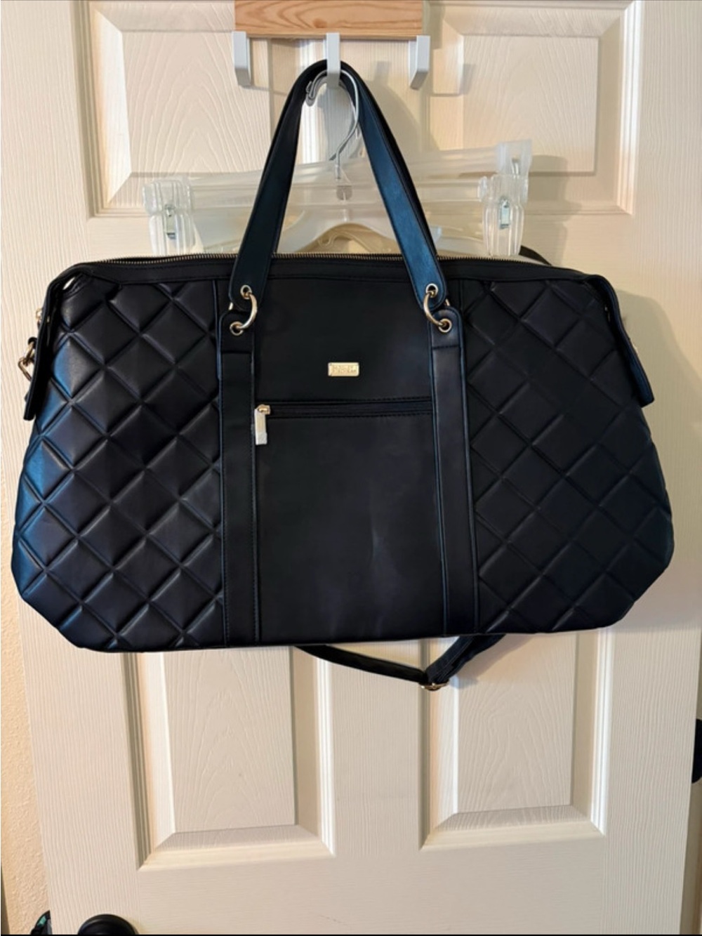 Badgley Mischka Black Quilted Travel Weekender Bag
